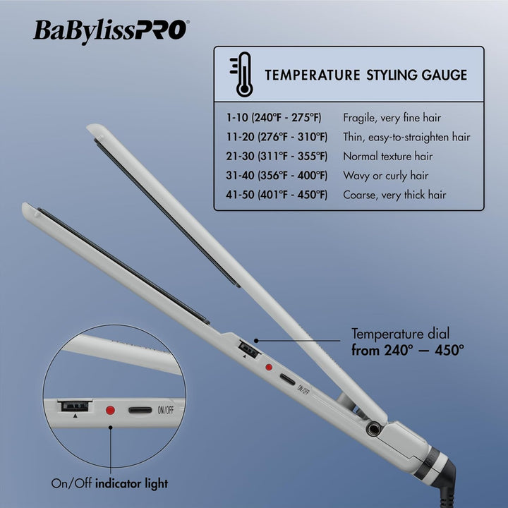 BabylissPRO Nano Titanium Ultra-Thin Hair Straightener, Professiona...