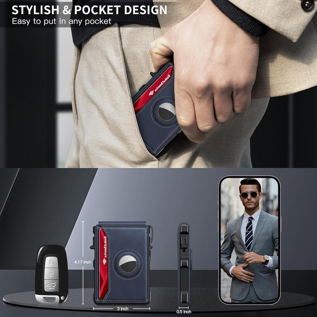 KIKVES Billetera para Airtag para hombre, tarjetero para AirTag con...