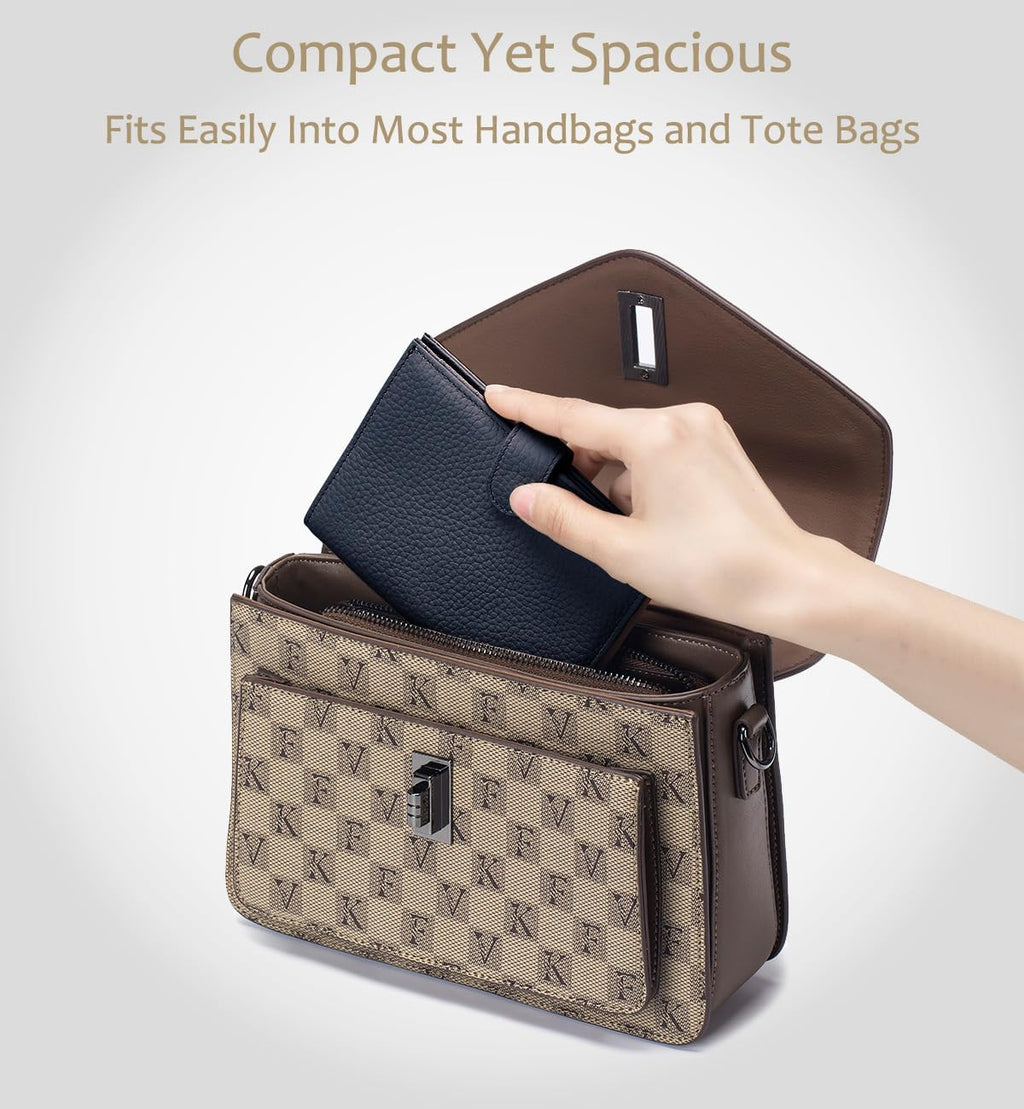 Soporte de cuero con bloqueo RFID para pasaporte para viajes para mujeres y hombres