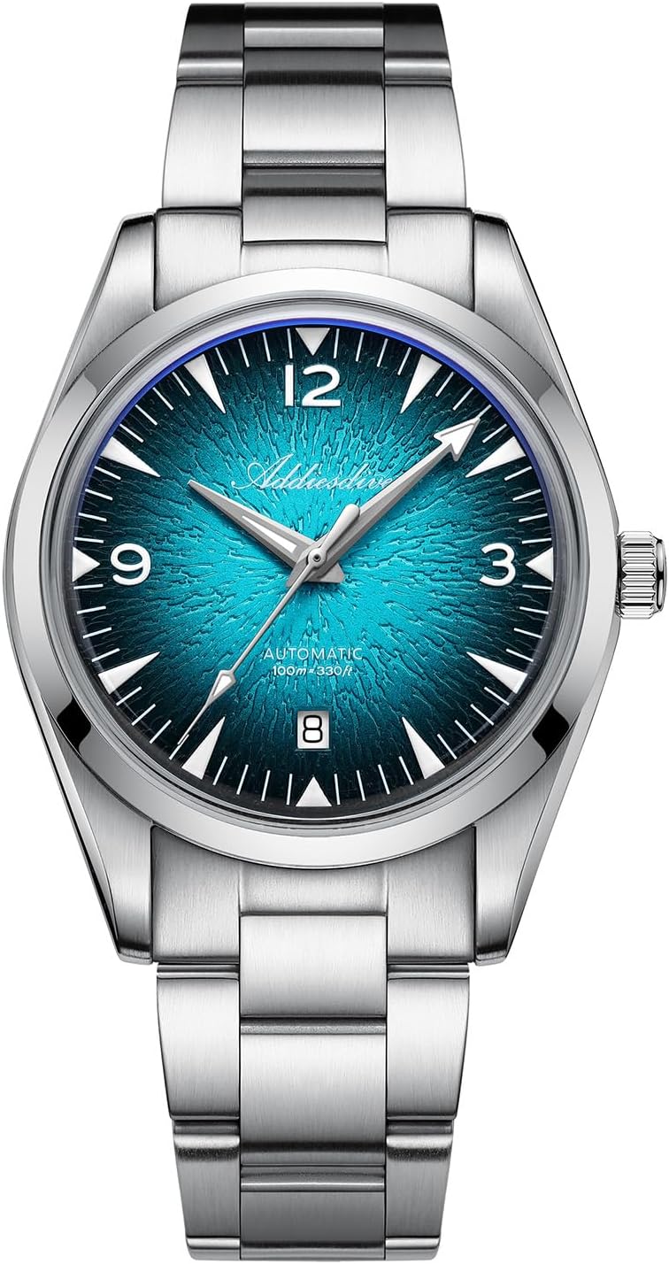 ADDIESDIVE Reloj automático para hombre, NH35/8215, 200M, luminoso, fácil de leer, reloj de pulsera minimalista a la moda, simple, analógico, fecha, con correa de cuero y pulsera