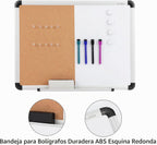 VUSIGN Combinación de pizarra blanca y tablero de corcho, tablero de borrado en seco de 17 x 23 pulgadas y tablero de corcho para el hogar u oficina, tablero de anuncios montado en la pared con marco