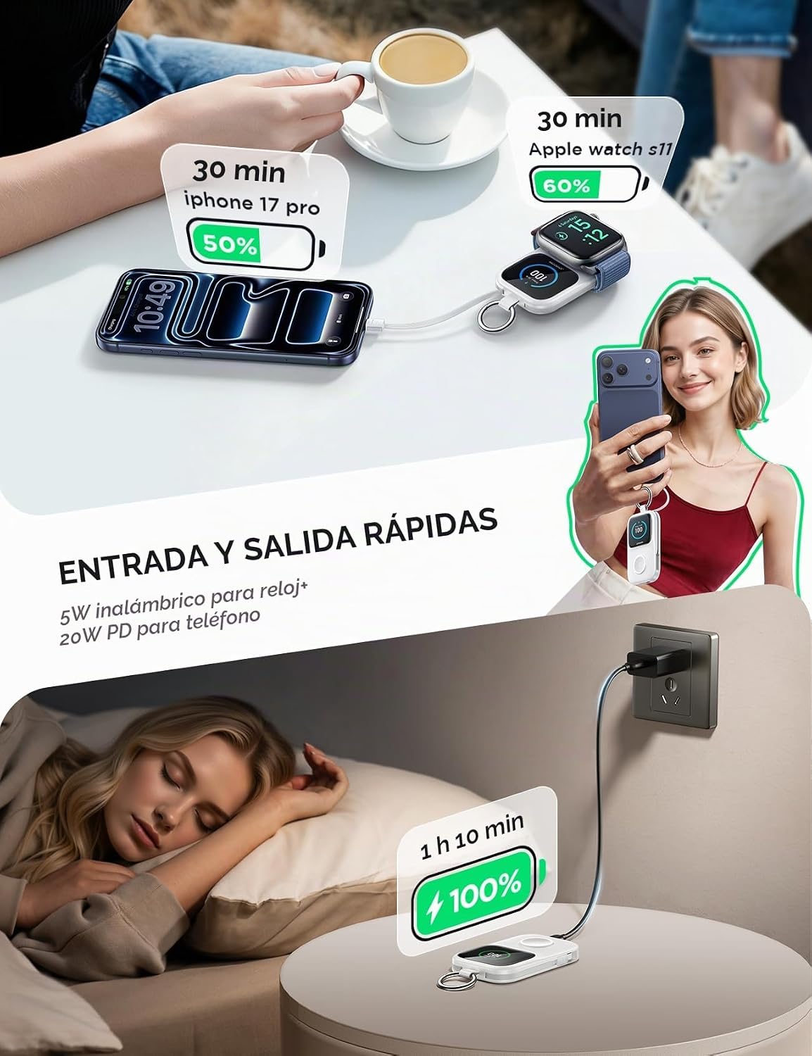 JOYROOM - Cargador portátil para Apple Watch, batería externa de 50...