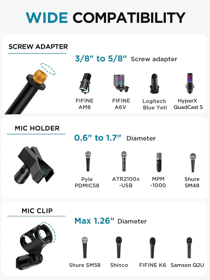 InnoGear Soporte para micrófono, trípode con brazo articulado, sopo...