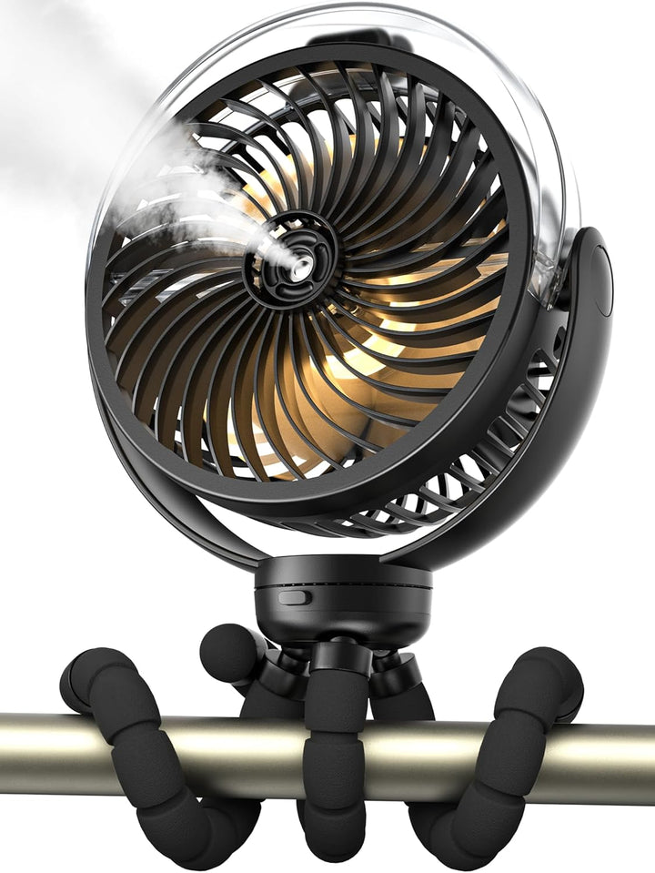Ventilador de cochecito nebulizador, ventilador portátil con baterí...