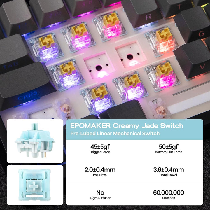 EPOMAKER TH108 Teclado mecánico de tamaño completo, teclado inalámb...