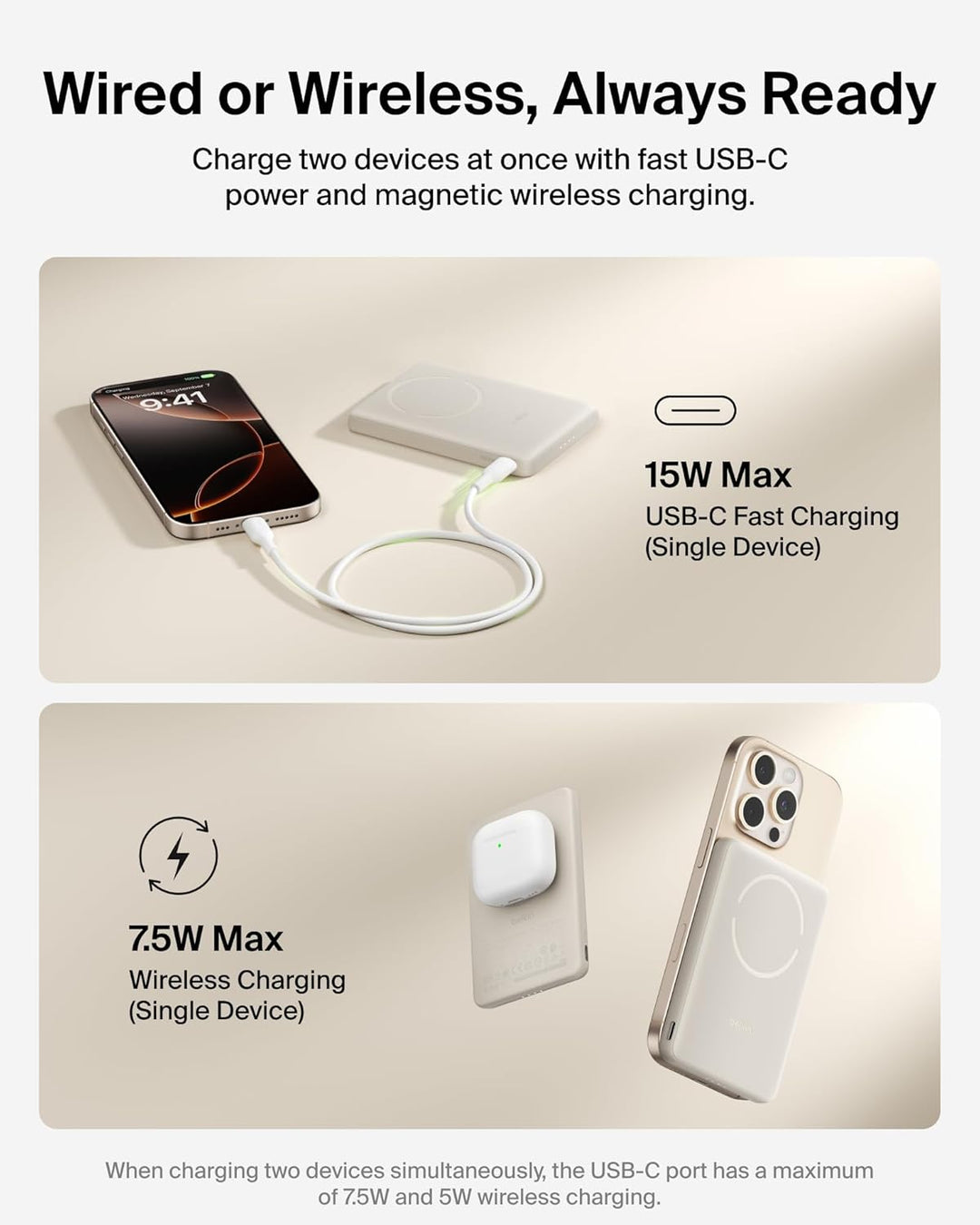 Belkin MagSafe Power Bank 5,000 mAh, cargador portátil ultradelgado...