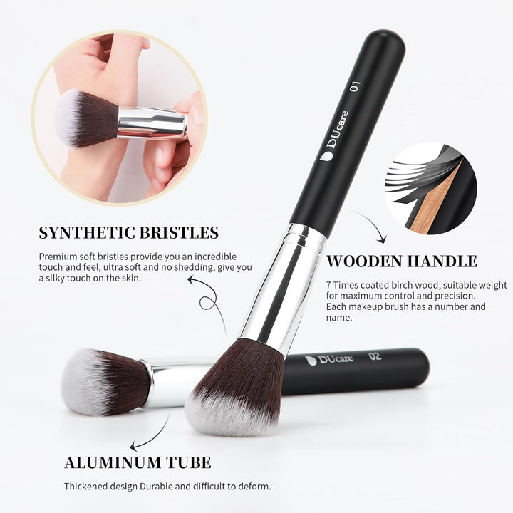 DUcare Cepillos de maquillaje con bolsa, juego de 15 cepillos de ma...