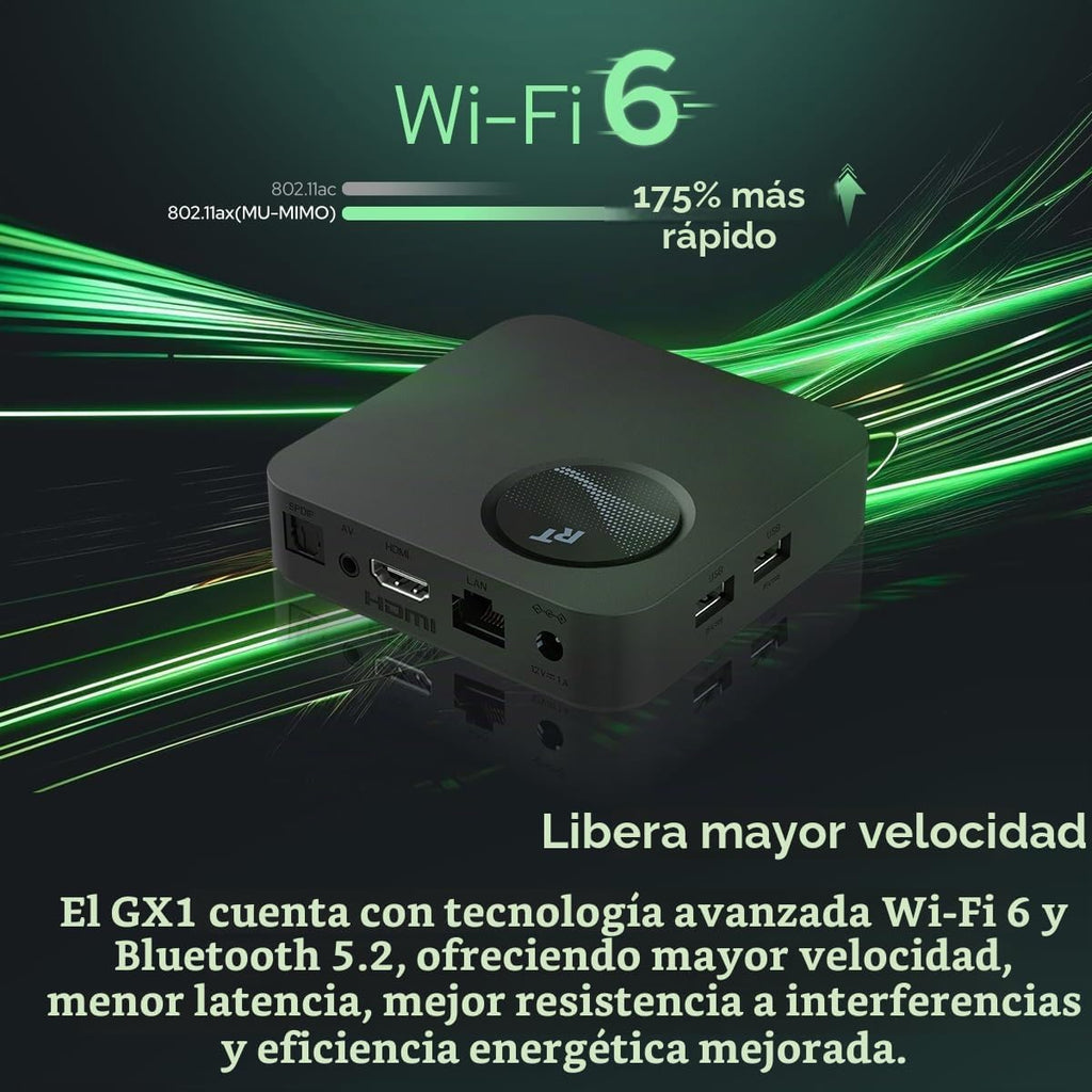 RockTek GX1 4K Reproductor de transmisión de Google TV, Dolby Vision y Atmos, Wi-Fi 6 (renovado)