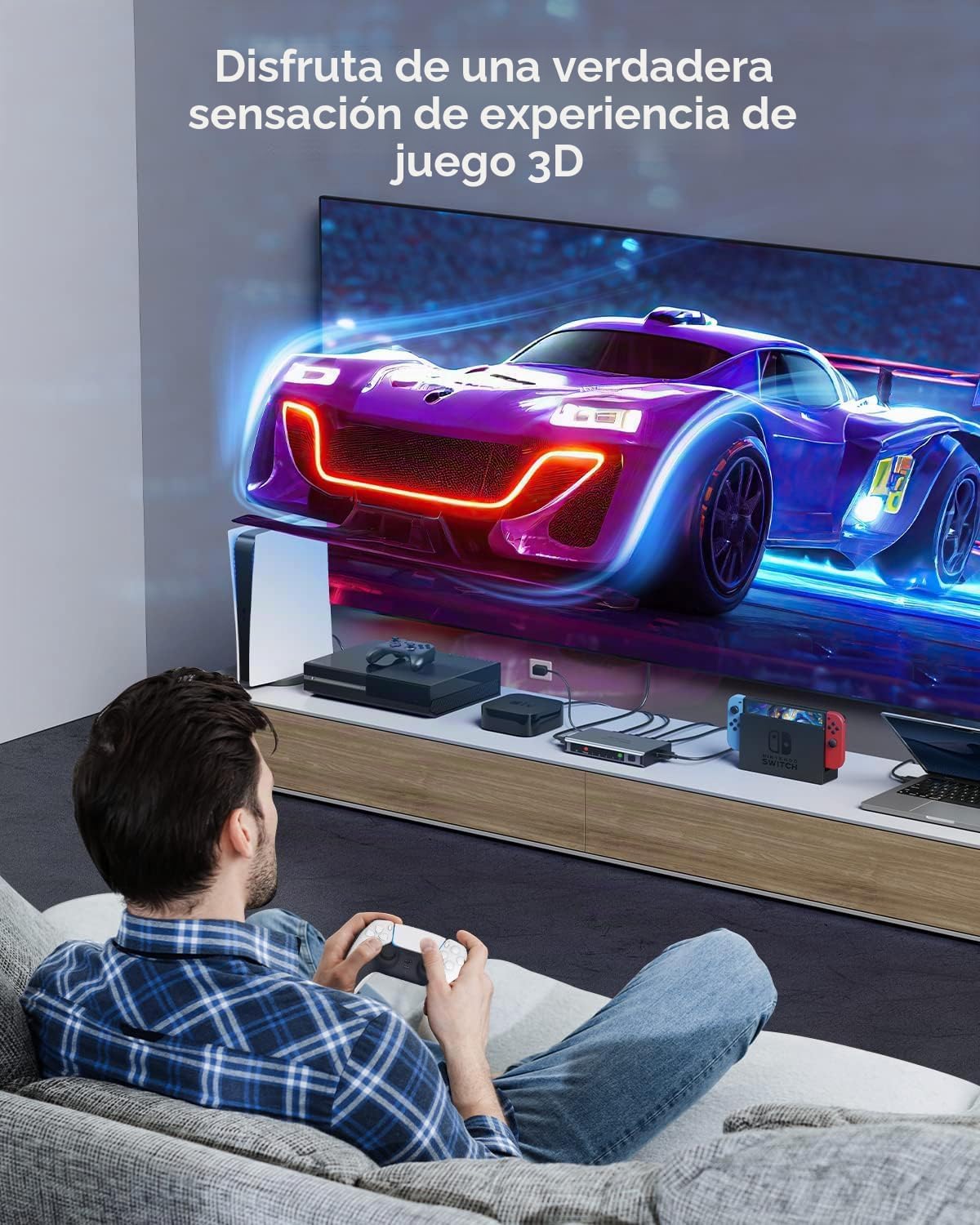 GANA HDMI interruptor 5 en 1 Salida 4K @60Hz Conmutador HDMI con control remoto