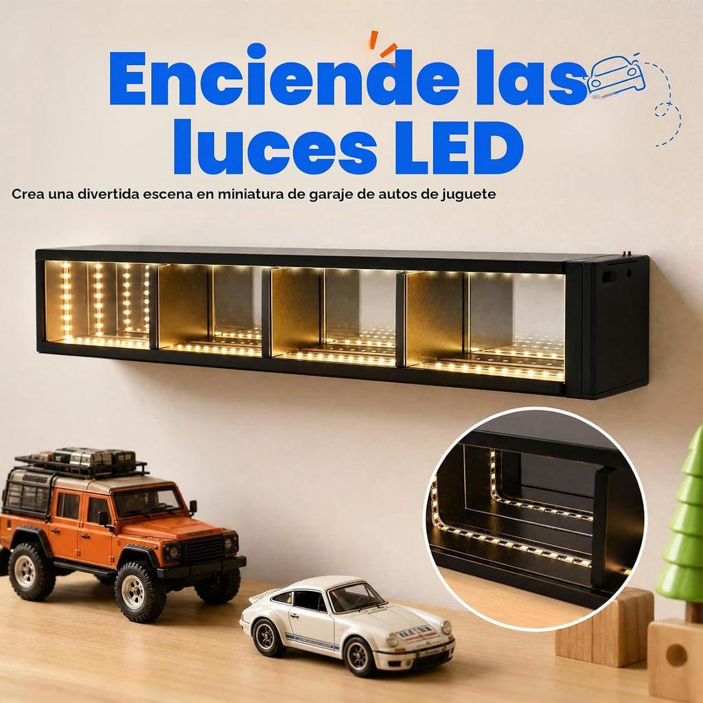 1/64 Diecast coche juguete coche exhibición pared garaje para 4 ranuras con