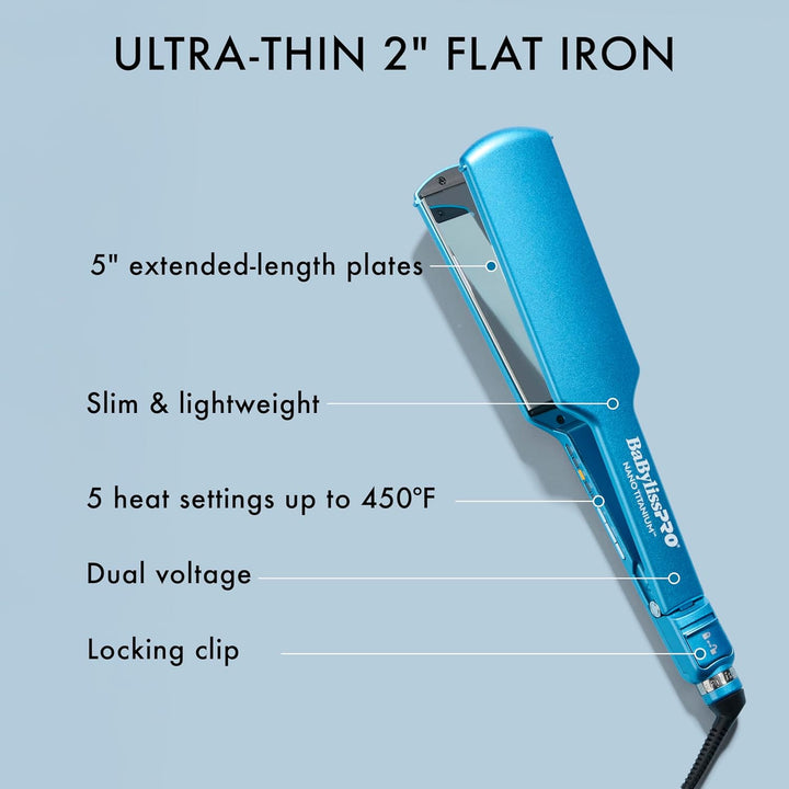 BabylissPRO Nano Titanium Digital Ultra-Thin Hair Straightener, Pro...