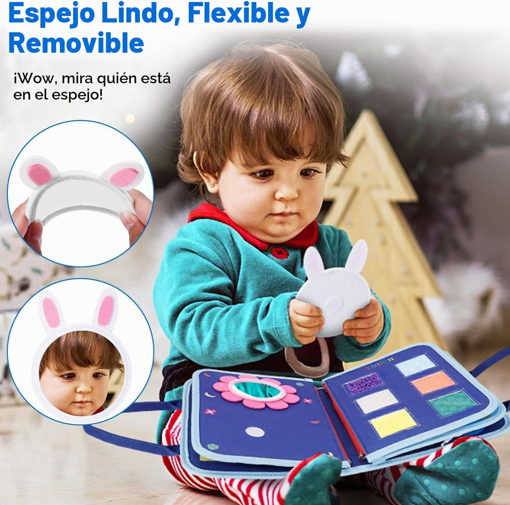 Juguete Montessori de tablero ocupado para niños y niñas, juguete sensorial, actividades educativas, juguete de viaje para automóvil de avión, libro ocupado para aprender habilidades motoras finas, azul