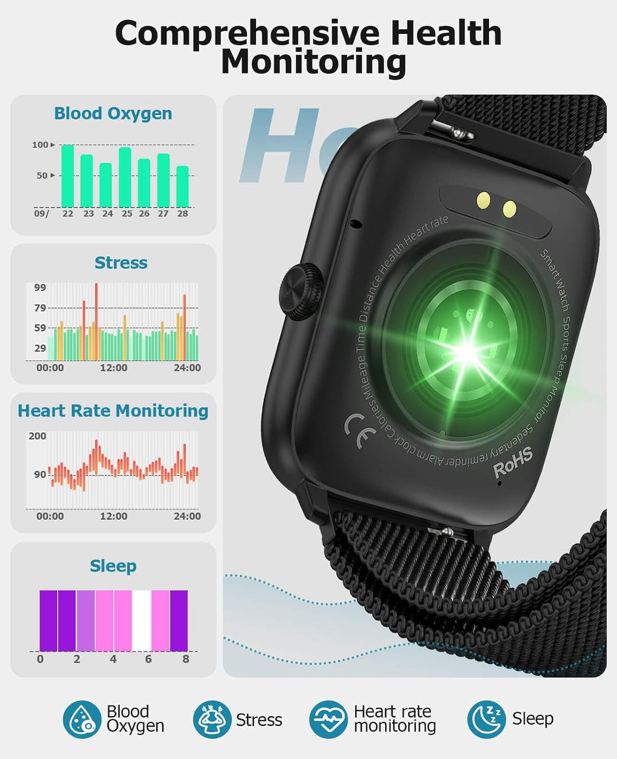 Premium Smart Watch para Hombre Bluetooth con Llamadas, 2.06" HD AMOLED AOD