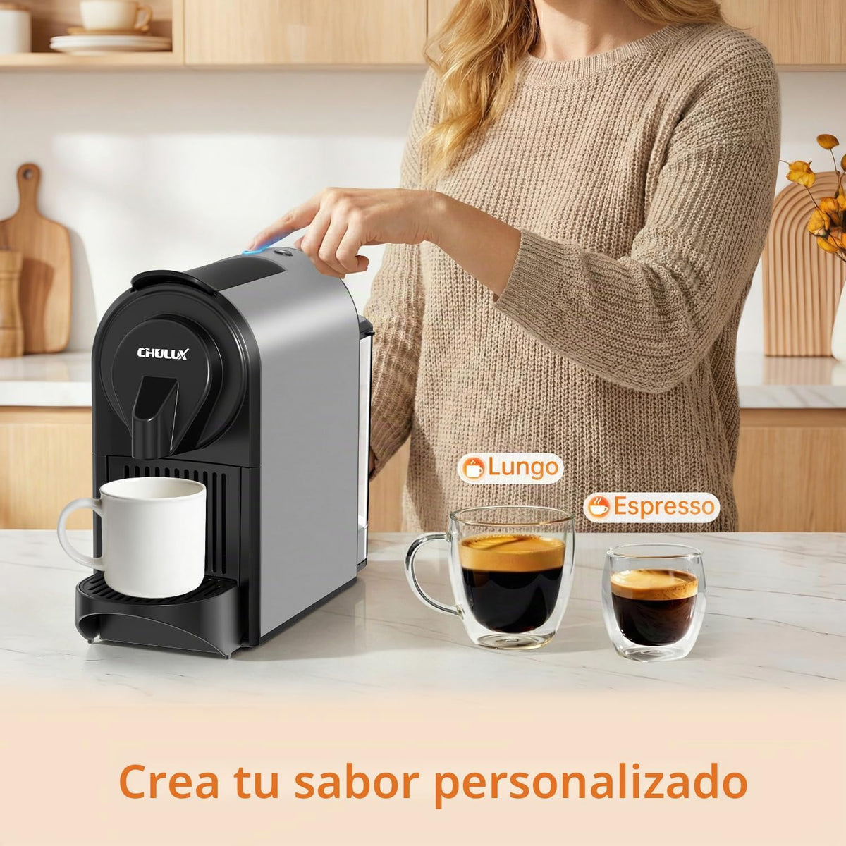 CHULUX Bafè-Pro Cafetera Espresso para cápsulas Nes Pod, bomba de alta presión de 20