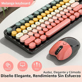 Teclado y ratón inalámbricos, MOFII 104 teclas redondas máquina de...