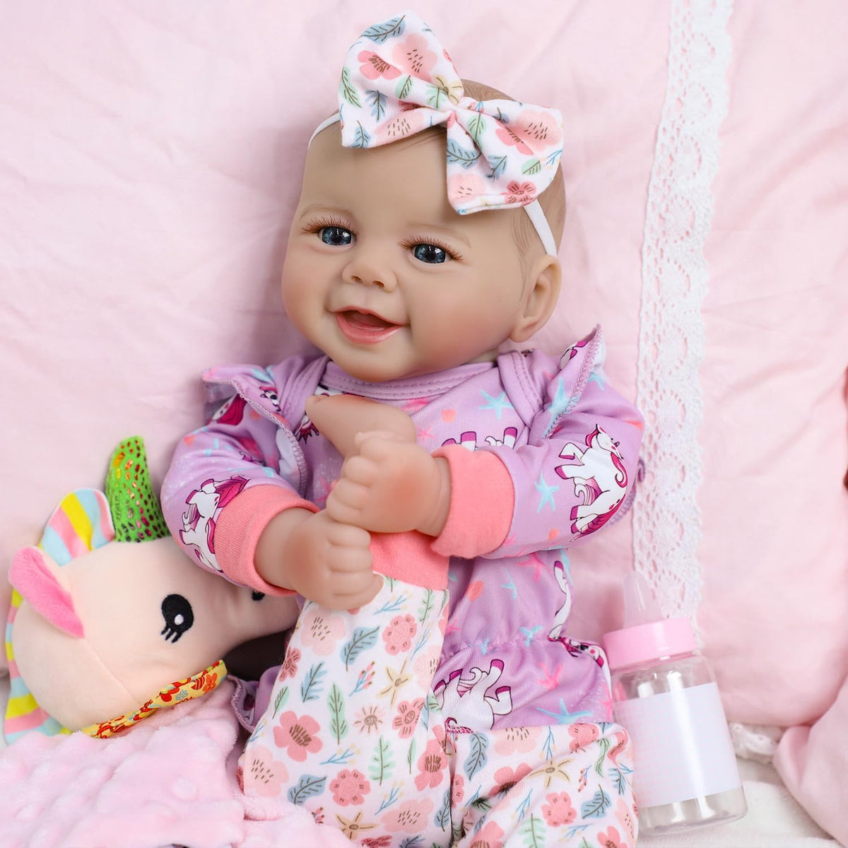 SCOM Muñeca de bebé niña, muñeca realista de cuerpo suave