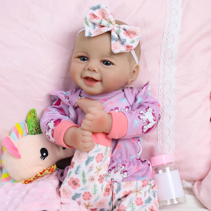 SCOM Muñeca de bebé niña, muñeca realista de cuerpo suave de 18 pul...