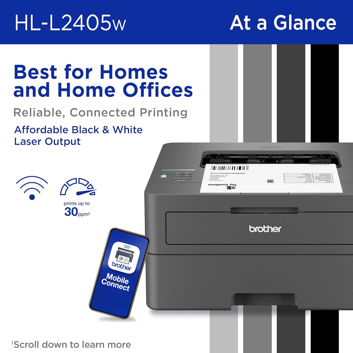 Impresora láser monocromática compacta inalámbrica Brother HL-L2405W