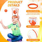 Juego de Baloncesto de Aro de Cabeza para Fiesta de Partido de Carnaval para Niños y Adultos, Portátil Ajustable, con Banda para la Cabeza y Red de Canasta, Incluye Pelotas, para Cumpleaños, Carnaval