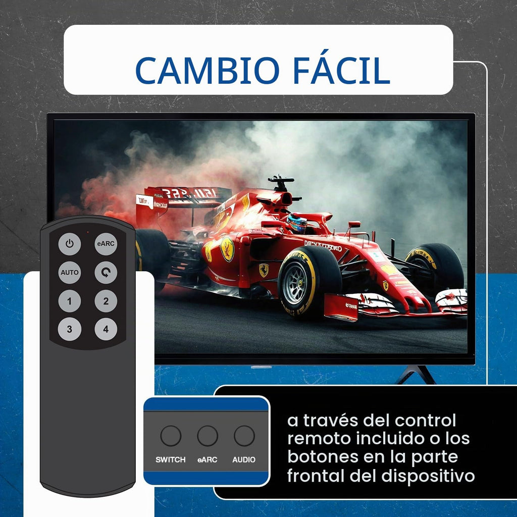 OREI Conmutador HDMI de 4 puertos 8K, audio HDMI, 0.1 in, óptico