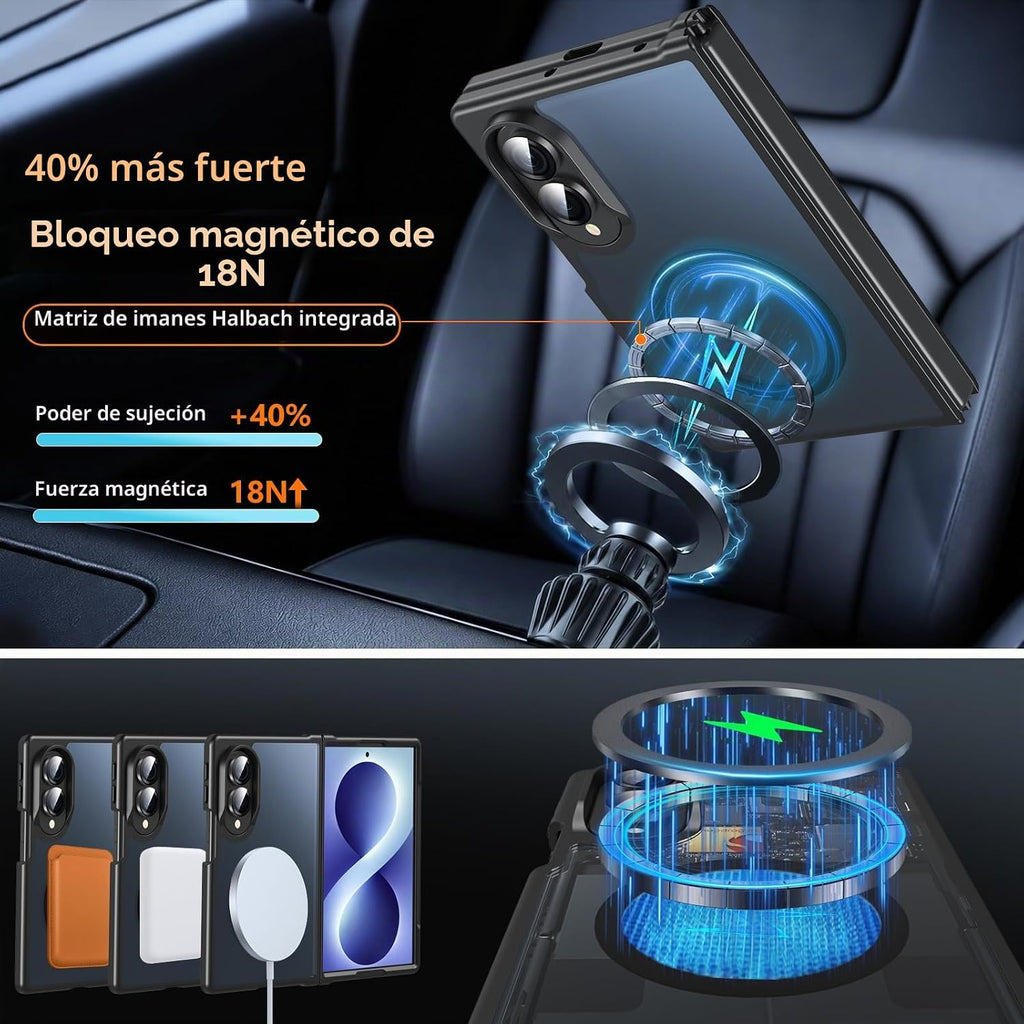 Funda magnética para Z Fold 8, funda para Samsung Galaxy Z Fold 8 [compatible con MagSafe] translúcida mate de grado militar, resistente protección a prueba de golpes, funda rígida para