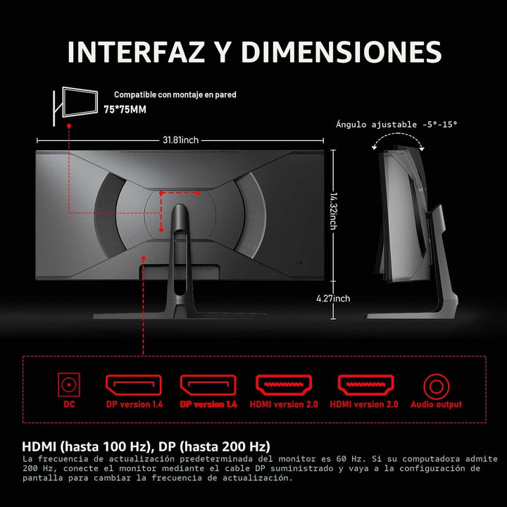 Gawfolk Monitor de computadora para juegos de 34 pulgadas ultra anc...