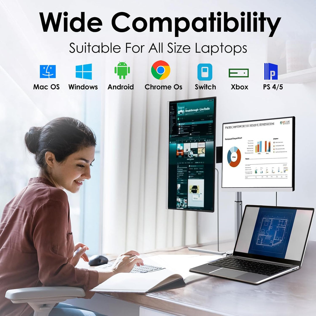 Redalf 15.6" FHD Monitor portátil triple para laptop, IPS ultra...
