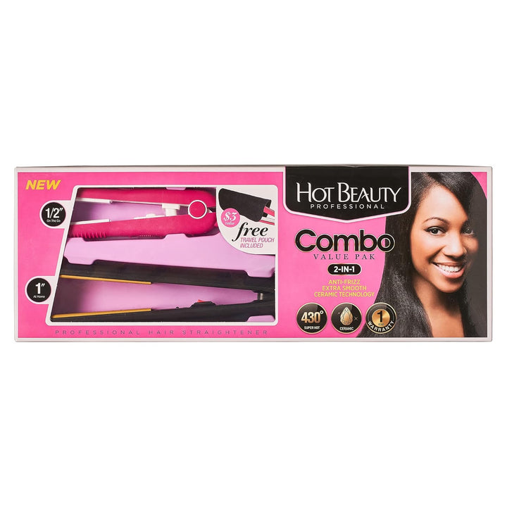 Hot Beauty Planchas de cerámica 2 en 1 paquete económico de 1 pulga...