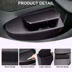 Safego Bote de basura para puerta delantera de automóvil para Tesla Model Y Juniper/YL 2026 2025, paquete de 2 cajas de almacenamiento para puerta lateral, accesorios organizadores con diseño de tapa