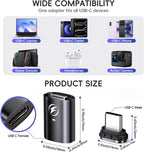 Adaptador Magnético USB C de 240W, 2 Unidades de Adaptador Recto de 24 Pines con Tapón de Polvo