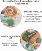 Skip Hop Tiempo boca abajo y juego sentado causa y efecto desarrollo musical para bebé juguete con 12 sonidos de animales, luces, música y 6 actividades, maravillas geométricas 2 en 1, banco de