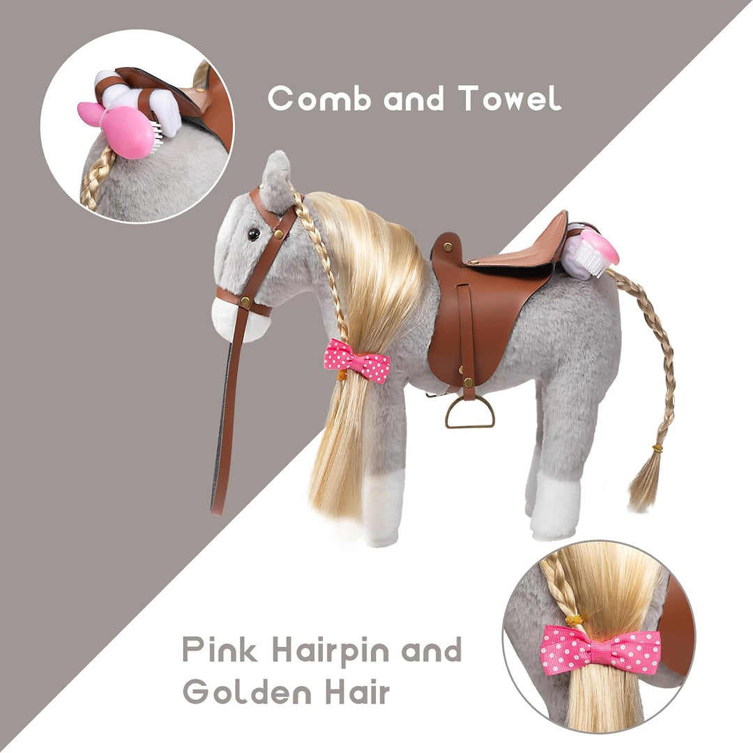 HollyHOME - Bonito caballo de peluche, juguete de peluche, 11 pulga...