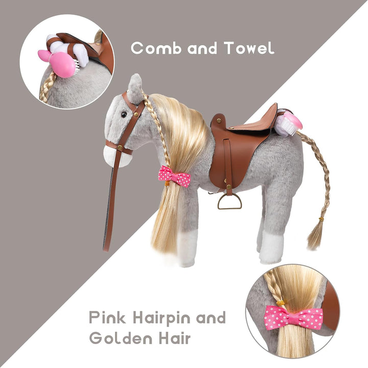 HollyHOME - Bonito caballo de peluche, juguete de peluche, 11 pulga...