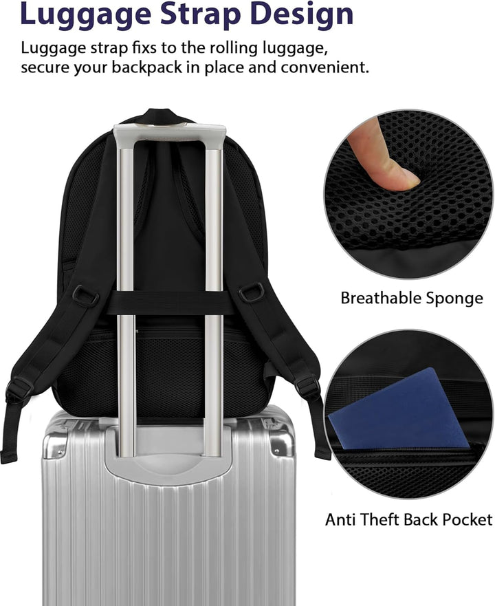 MATEIN Mochila para laptop, Verde negro, 17 pulg., Mochila de viaje...
