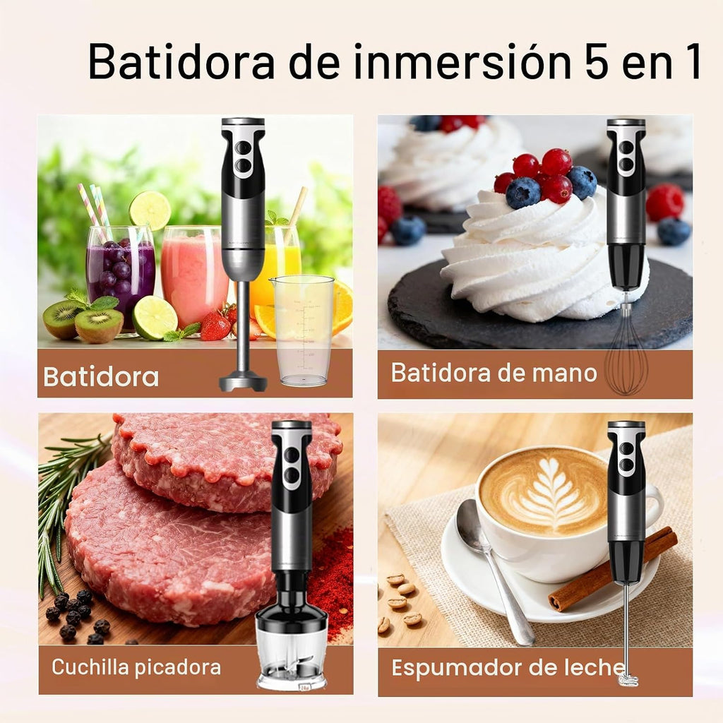 MegaWise Blender - Batidora de mano eléctrica de acero inoxidable de 12