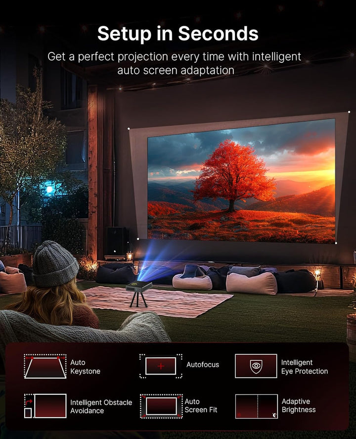 NexiGo Nova Mini, proyector láser portátil, Google TV con Netflix,...