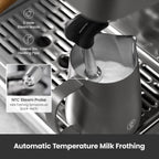 Gemilai G3028A - Máquina de café expreso, cafetera profesional de 15 bares con presión ajustable y espumador de leche automático, doble PID y caldera de 18.6 fl oz, tanque de 57 onzas, acero inoxidable para capuchino, gris latte