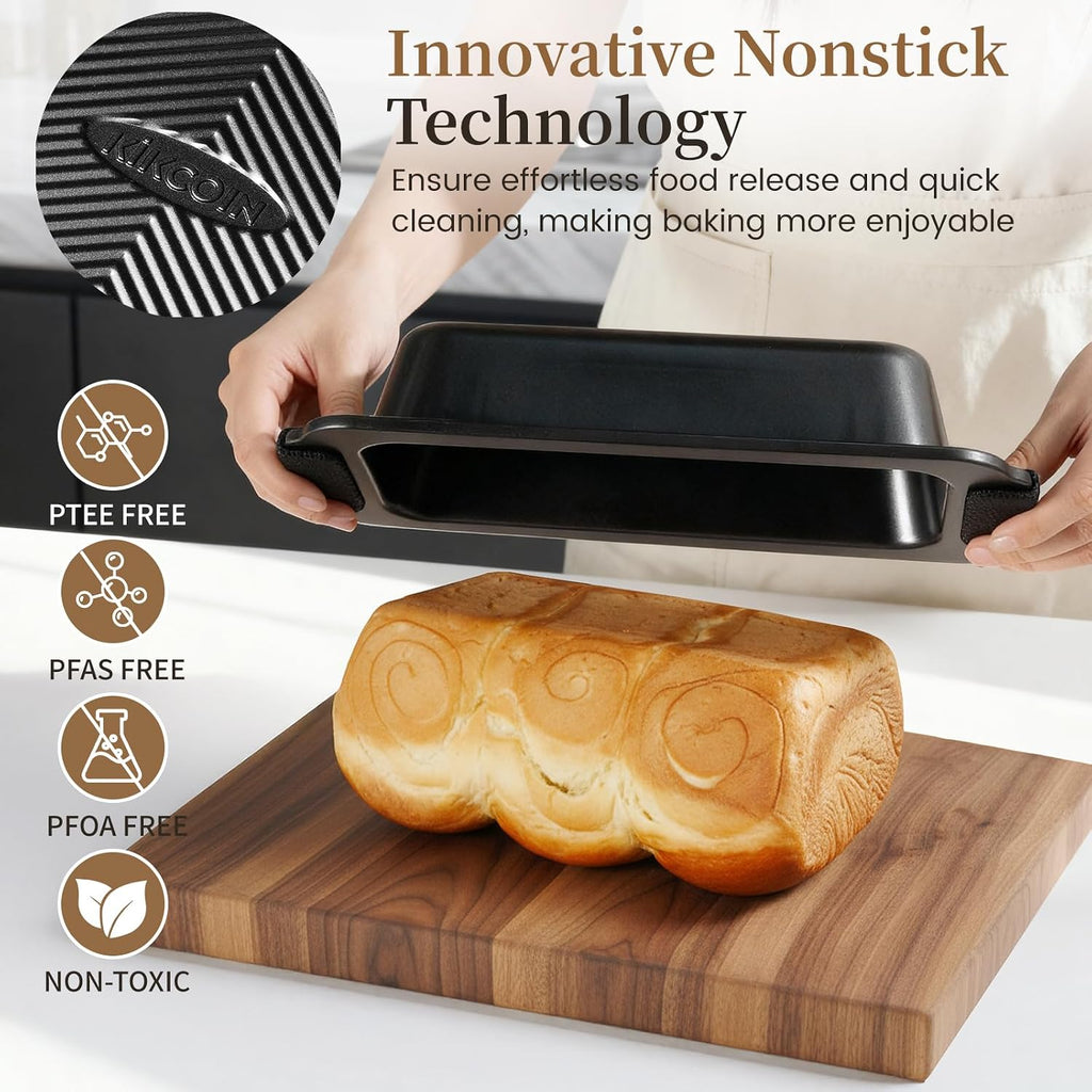Kikcoin - Juego de 25 sartenes antiadherentes para hornear con bandeja grande para asar pavo, juego de utensilios de cerámica apilables para hornear de 450 °F con asas de silicona, hojas de galletas