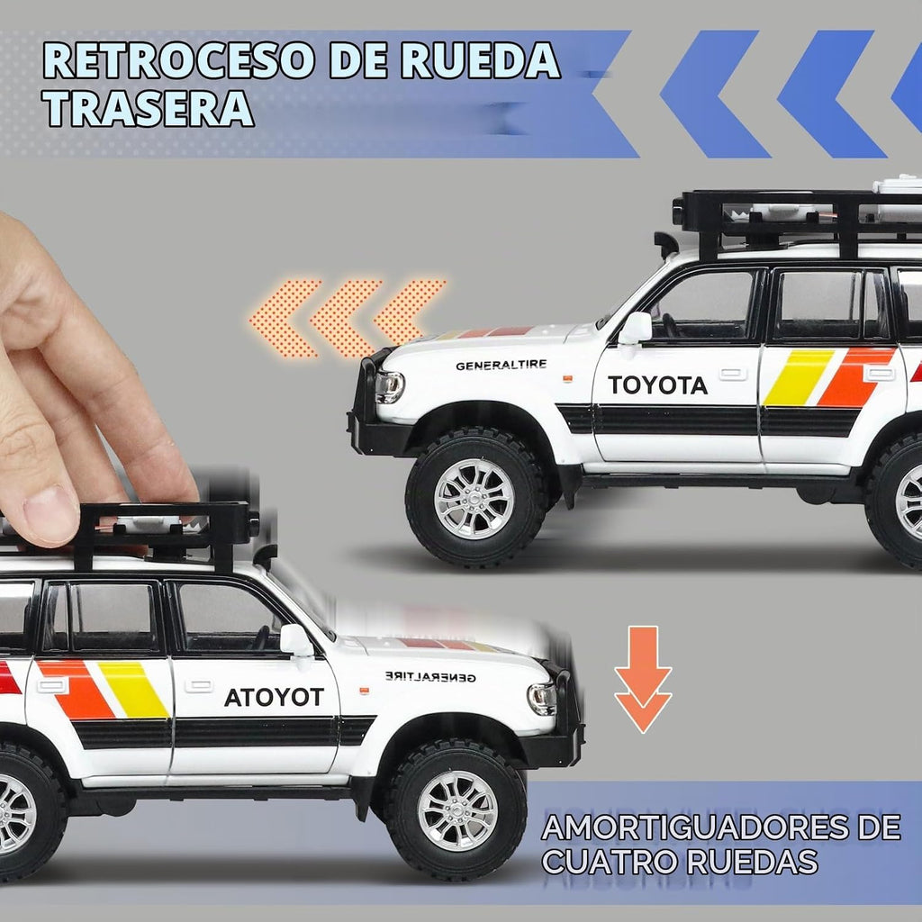 Autos de juguete para niños, autos de fundición a escala 1:24, compatible con Land Cruiser LC80, modelo de automóvil coleccionable, auto de juguete con retroceso con luces y sonidos, autos de