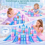 GobiDex Juego de castillo de princesa de azulejos magnéticos de 100 piezas