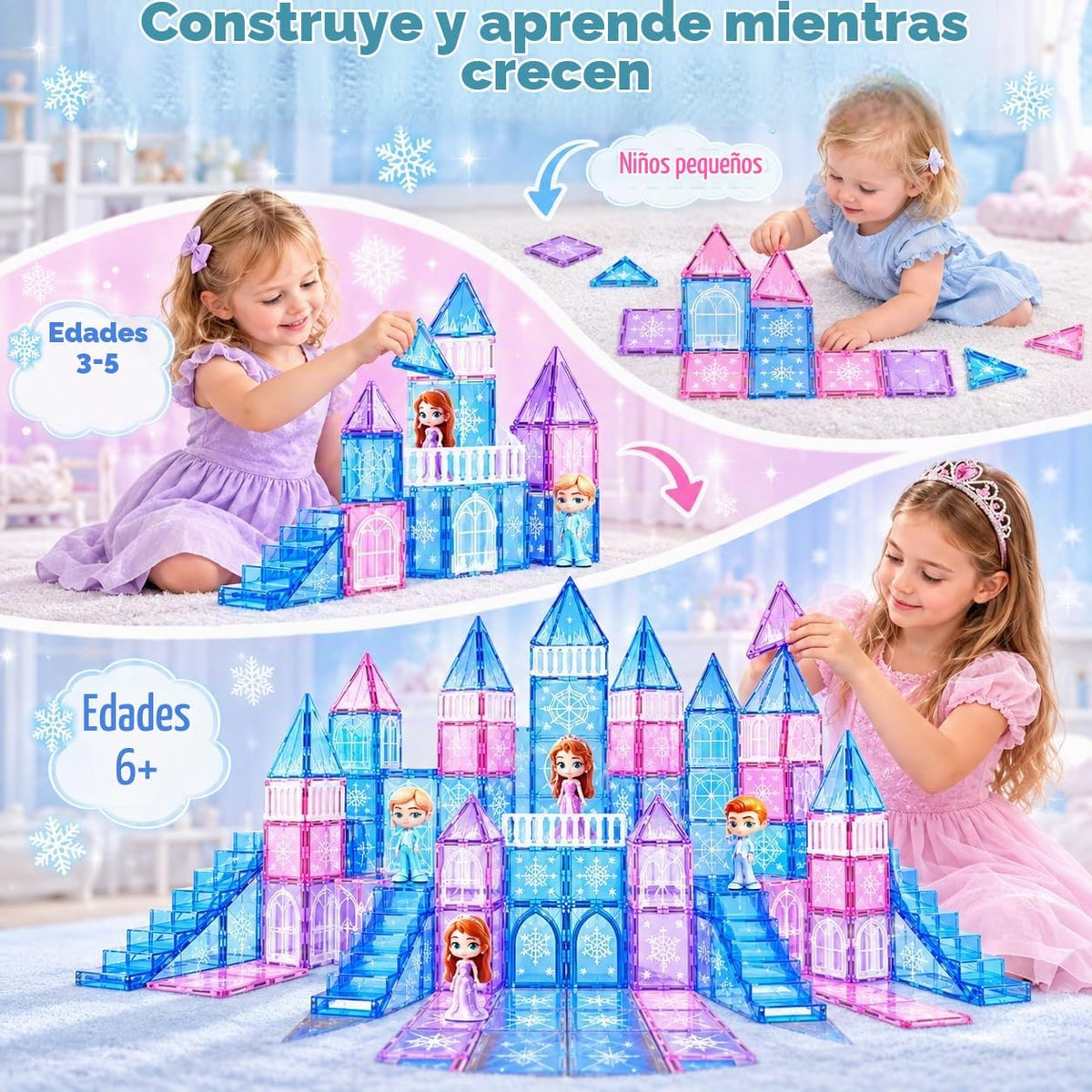 GobiDex Juego de castillo de princesa de azulejos magnéticos de 100 piezas