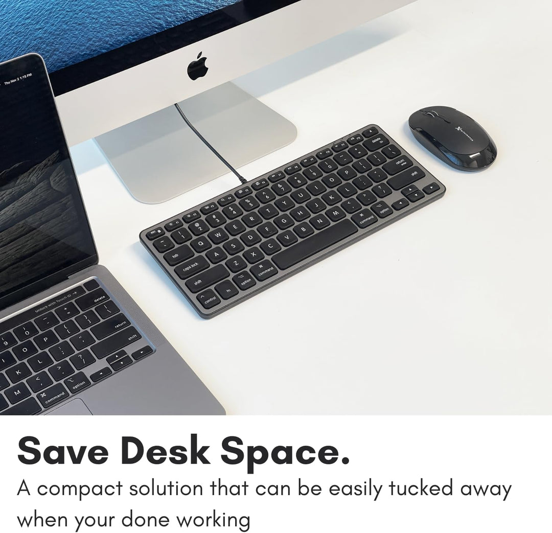 Macally Teclado con cable para Mac con concentrador USB (2 USBC \/...