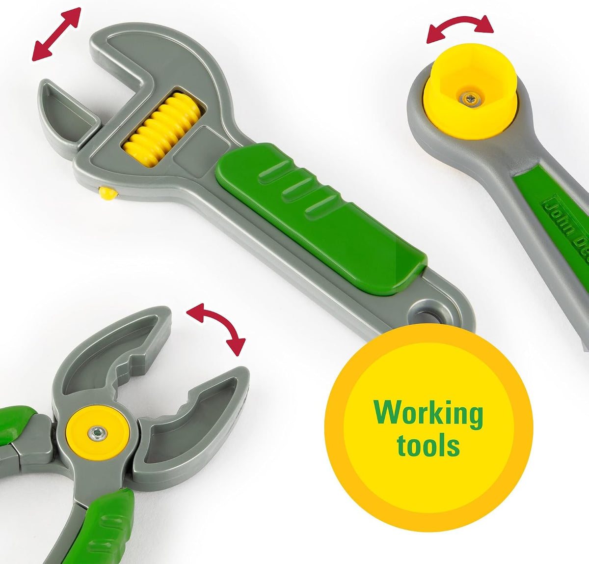 John Deere Deluxe - Cinturón de herramientas parlante de lujo - Juego de 7 piezas de herramientas para niños - Juguetes de construcción interactivos - Juego de herramientas interactivas para niños