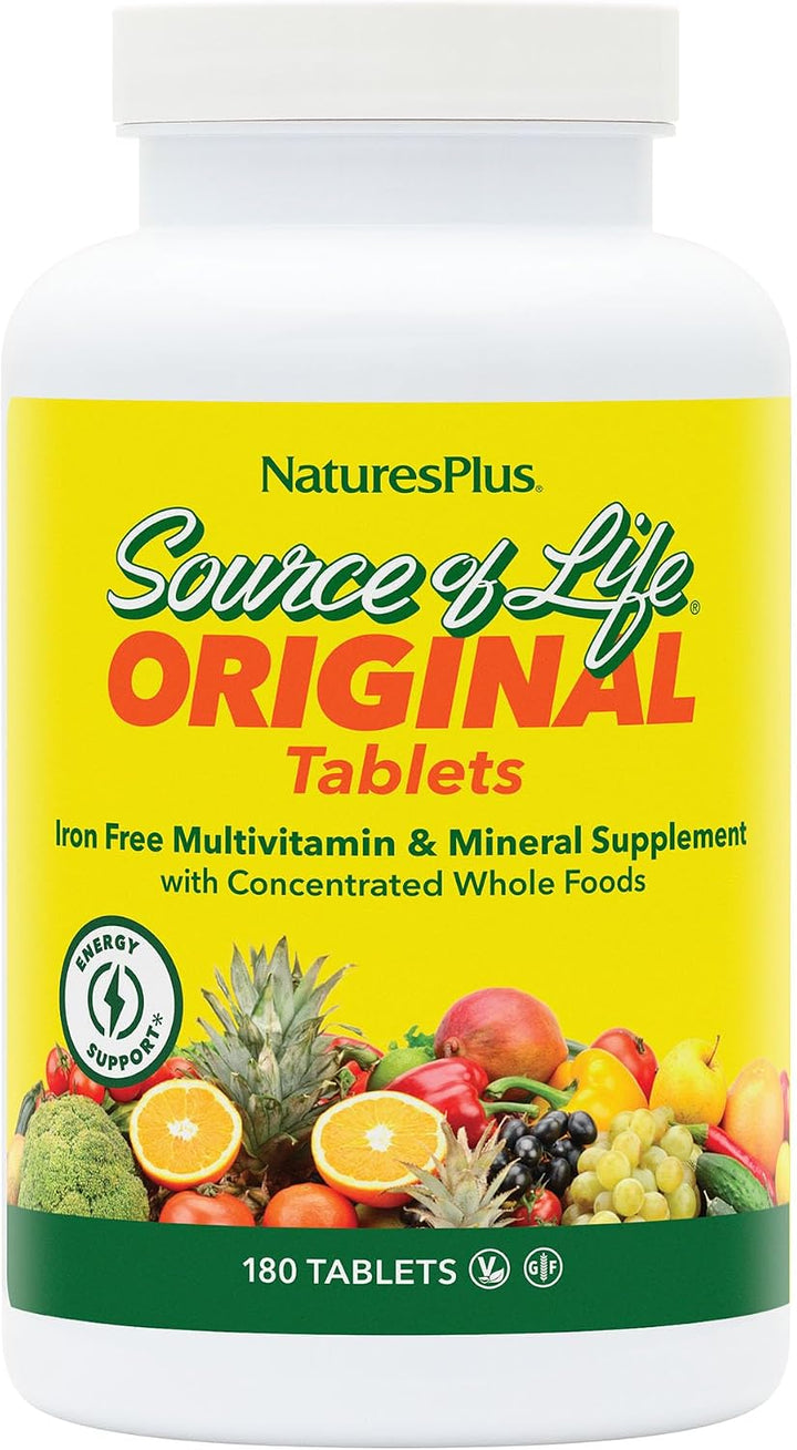 NaturesPlus Source of Life - Sin hierro - 180 tabletas - Suplemento...
