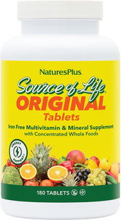 NaturesPlus Source of Life - Sin hierro - 180 tabletas - Suplemento...