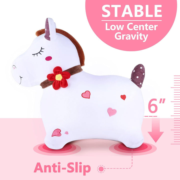 iPlay, iLearn Bouncy Pals - Caballo para saltar blanco infla
