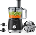 NEWBULIG Procesador de alimentos de 10.5 tazas, versátil procesador de alimentos con 5 cuchillas, potente molinillo de carne de 600 W para rebanar, triturar, picar, amasar, apto para lavavajillas