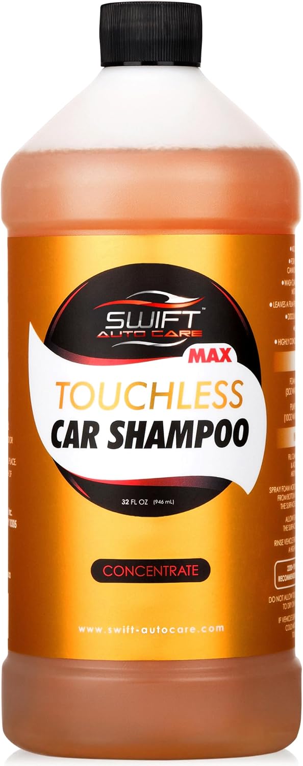 Swift - Champú concentrado MAX para automóvil sin contacto (32 onzas), no requiere cepillado, jabón de coche de alta espuma, resistente, detergente automático para cañón de espuma, funciona en