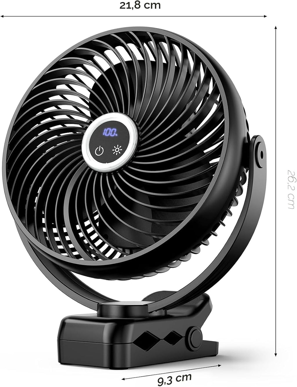 Koonie Ventilador portátil con clip de 10000 mAh con linterna LED y...