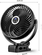 Koonie Ventilador portátil con clip de 10000 mAh con linterna LED y...